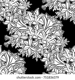 seamless monochrome pattern of flowers for greeting cards, background, price tags
