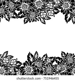 seamless monochrome pattern of flowers for greeting cards, background, price tags