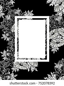 seamless monochrome pattern of flowers for greeting cards, background, price tags