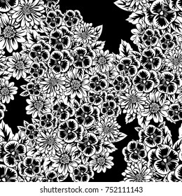 seamless monochrome pattern of flowers for greeting cards, background, price tags