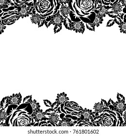 seamless monochrome pattern of flowers for greeting cards, background, price tags