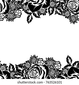 seamless monochrome pattern of flowers for greeting cards, background, price tags