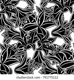 seamless monochrome pattern of flowers for greeting cards, background, price tags