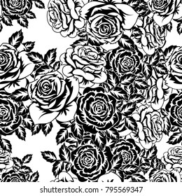 seamless monochrome pattern of flowers for greeting cards, background, price tags