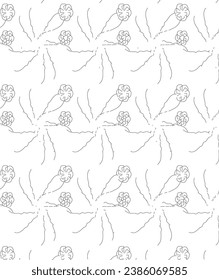 Seamless monochrome pattern with flowers. Wallpaper. Background with sketch climbing flowers. Retro graceful style. Design for textile, wallpaper, bed linen, paper, invitation, cover. Floral backdrop