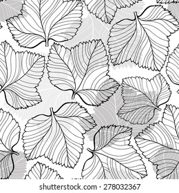 Seamless monochrome pattern with foliage.