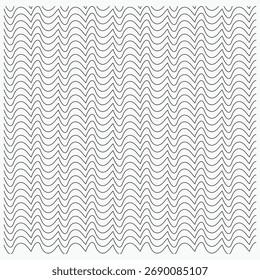Ein nahtloses monochromes Muster aus sanften, horizontalen Wellenlinien, das einen Ripple-Effekt erzeugt.