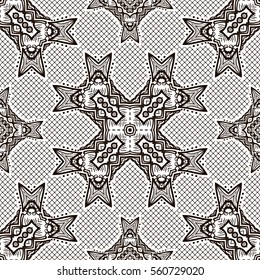 Seamless monochrome pattern, geometric drawing. Black and white vector background.