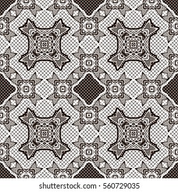 Seamless monochrome pattern, geometric drawing. Black and white vector background.