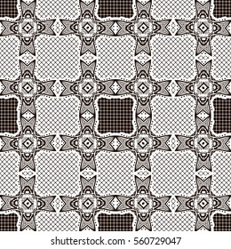 Seamless monochrome pattern, geometric drawing. Black and white vector background.