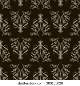 Seamless monochrome pattern graphic ornament. Floral stylish background repeating texture with stylized leaves