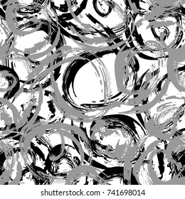 Seamless monochrome pattern with grunge circles for fabric, wallpapers, wrapping paper