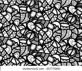 Seamless monochrome pattern. Hand Drawn illustration, Coloring Book for Adults.