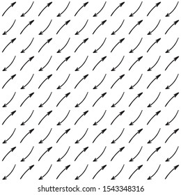 Seamless monochrome pattern with hand-drawn arrows.

