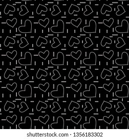 Seamless monochrome pattern with hearts and dots. Vector repeating texture. Perfect for printing on fabric or paper. eps10