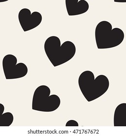 Seamless monochrome pattern with hearts. Simple vector repeating texture.