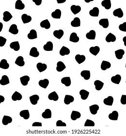 Seamless monochrome pattern with hearts. Vector illustration