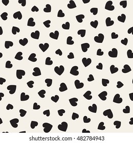 Seamless monochrome pattern with hearts. Vector repeating texture. Perfect for printing on fabric or paper.