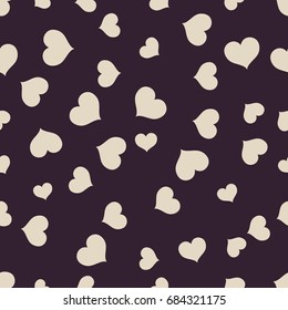 Seamless monochrome pattern with hearts . Vector repeating texture. Perfect for printing on fabric or paper.