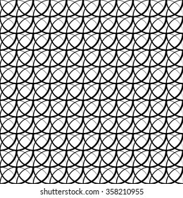 Seamless monochrome pattern with intersecting circles. Abstract tileable background.