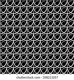 Seamless monochrome pattern with intersecting circles. Abstract tileable background.