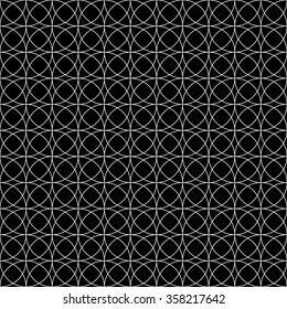 Seamless monochrome pattern with intersecting circles. Abstract tileable background.