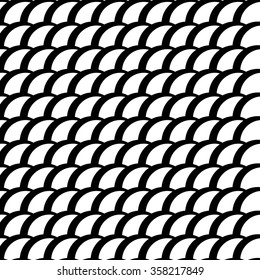 Seamless monochrome pattern with intersecting circles. Abstract tileable background.