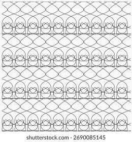 Um padrão monocromático sem costura de linhas onduladas entrelaçadas criando uma intrincada textura guilhochada.