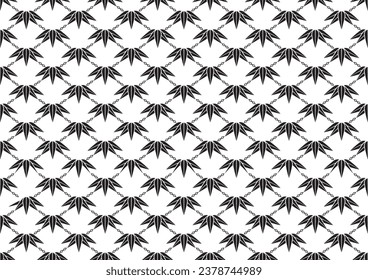 Seamless Monochrome Pattern With Japanese Vintage Bamboo Graphic Symbols. Vector Illustration. Horizontally And Vertically Repeatable.