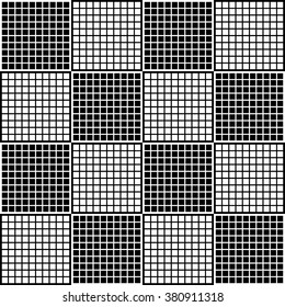 Seamless monochrome pattern of mosaic of squares