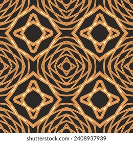 Seamless monochrome pattern with openwork composition. Brown color palette. Vector illustration