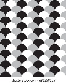 Seamless monochrome pattern with overlapping circle shapes