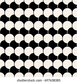 Seamless monochrome pattern with overlapping circle shapes