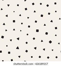 Seamless monochrome pattern with squares and triangles