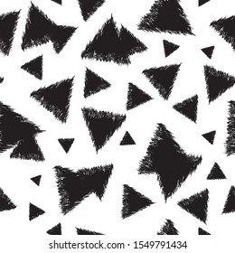 Seamless monochrome pattern with triangles. Decorative vector illustration.