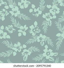 Seamless monochrome pattern in tropical style. Trendy design for background, textile, wallpaper, covers, surface, print, wrap, scrapbooking, decoupage. Shabby chic