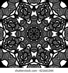 Seamless monochrome pattern. Vector Ornament. 