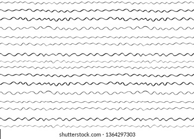 Seamless monochrome pattern with waves. Universal nautical texture. Abstract dinamic background. Doodle for design. Sea wallpaper. Black and white illustration