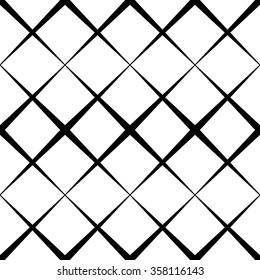 Seamless monochrome pattern with X shape, intersecting, crossing lines. Repeatable abstract background