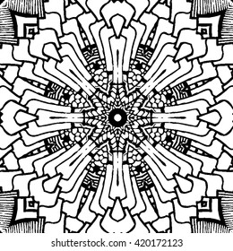 Seamless monochrome pattern. Zendoodle vector for art, coloring book, zendoodle. 