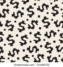 seamless monochrome pixel dollar with square pattern background