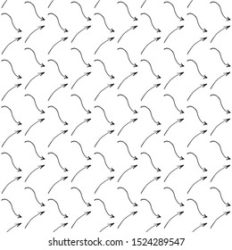 Seamless monochrome print with hand-drawn arrows. Black and white vector illustration.
