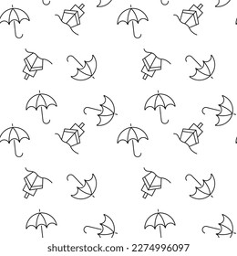 Seamless monochrome repeating pattern of ship and umbrella
