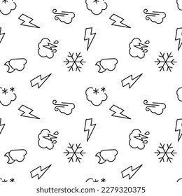 Seamless monochrome repeating pattern of weather signs 