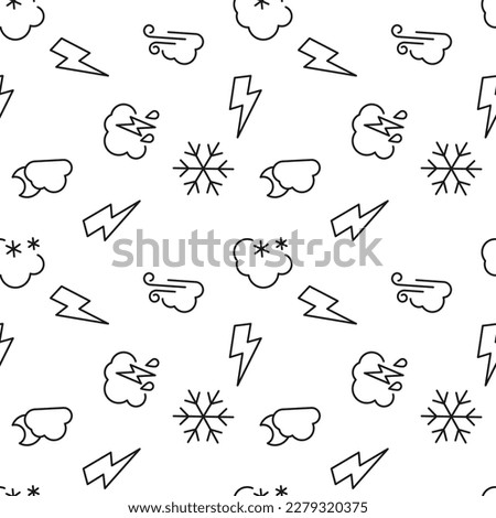 Seamless monochrome repeating pattern of weather signs 