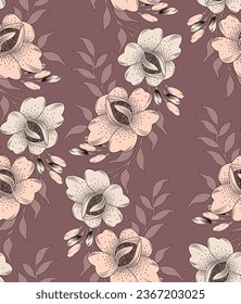 Seamless monochrome rose flower pattern design