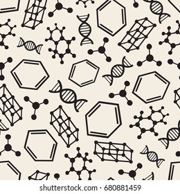 seamless monochrome science with cell pattern background