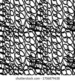 Seamless monochrome scribble grunge patern fabric texture. Simple  artistic abstract broken backdrop. Black and white  print. Modern illustration for design wallpaper, decorative paper, web, etc