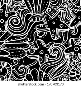 Seamless monochrome sea background 