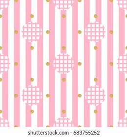 seamless monochrome simple gold with silver dot glitter pattern on pink stripe background